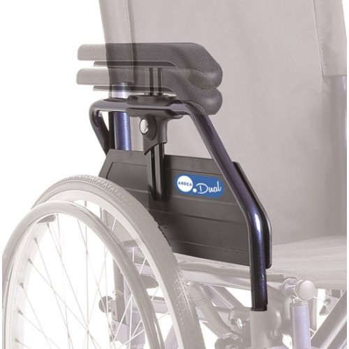 Bracciolo in pu ribaltabile, estraibile e regolabile in altezza