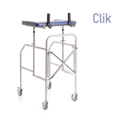 Deambulatore pieghevole con appoggio antibrachiale a tavolo in acciaio cromato Moretti