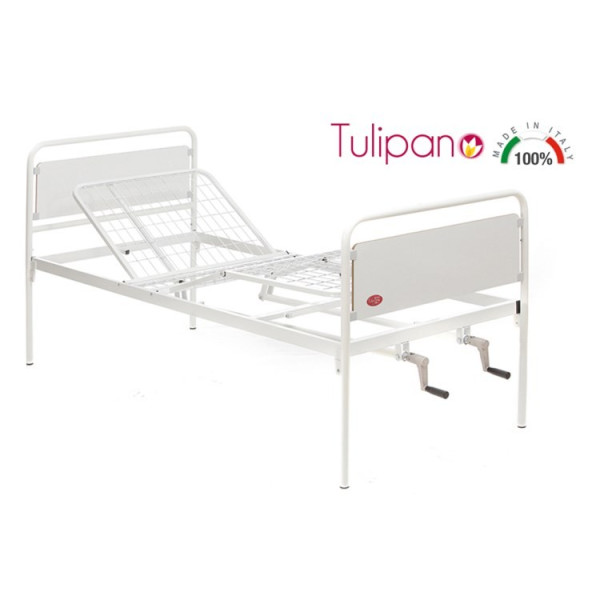 Letto da degenza a tre snodi - 2 manovella larghezza 90 cm - serie tulipano Moretti M110