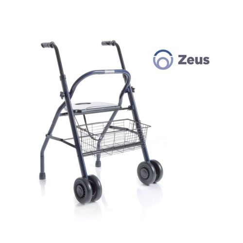 Rollator pieghevole in acciao verniciato - 2 ruote  - con seduta e cestino - zeus