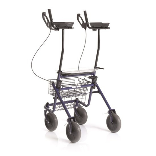 Rollator pieghevole in acciao verniciato - 4 ruote con appoggio antibrachiale - era