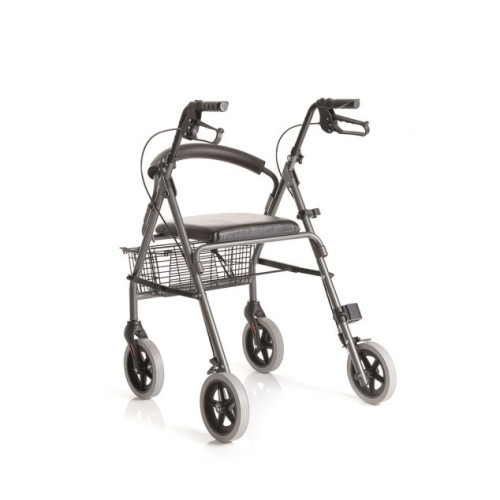 Rollator pieghevole in alluminio verniciato - 4 ruote - con seduta imbottita - atlante