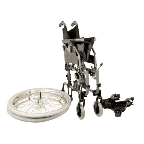 Carrozzina king alluminio - seduta 46 cm - tessuto nero